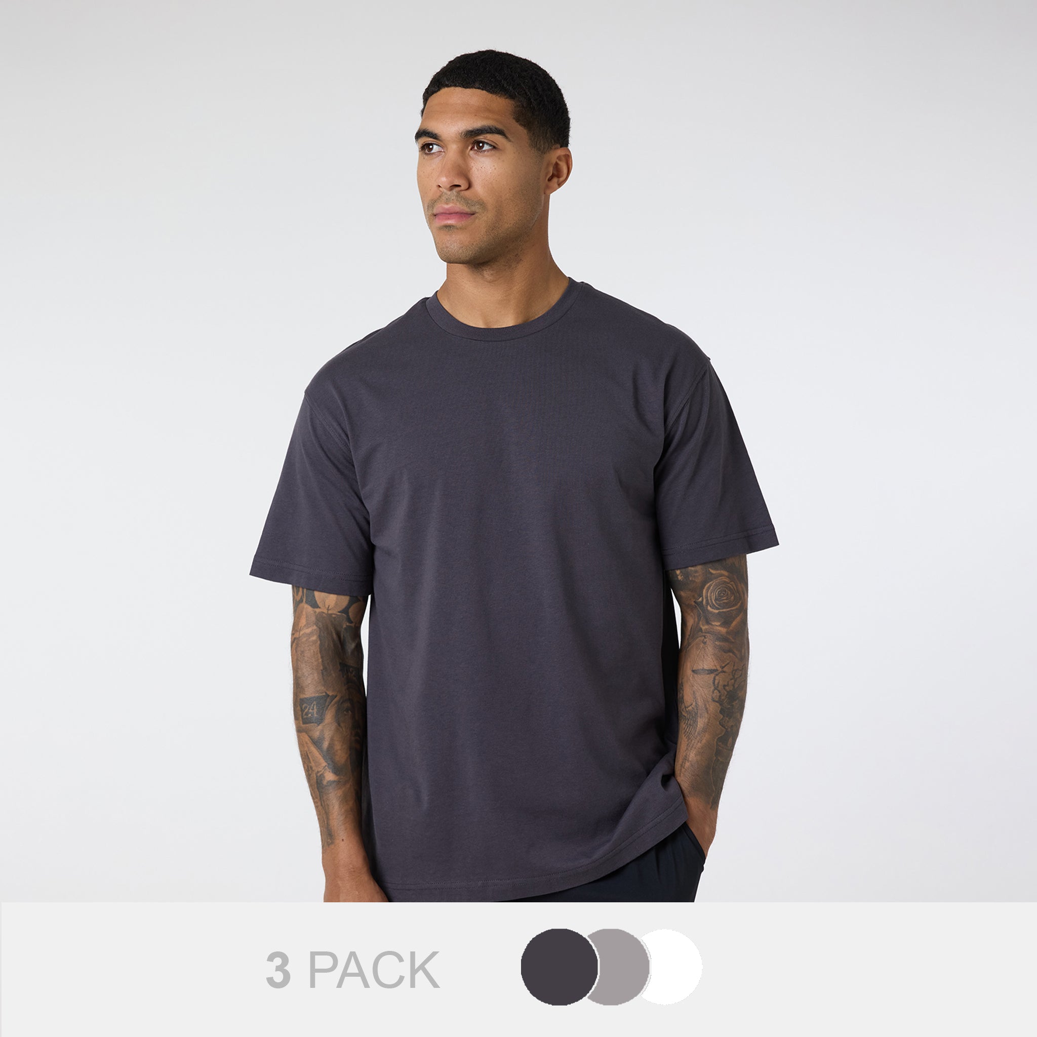 3-Pack Relaxed Fit T-Shirts | Dark Grey/Stone/White