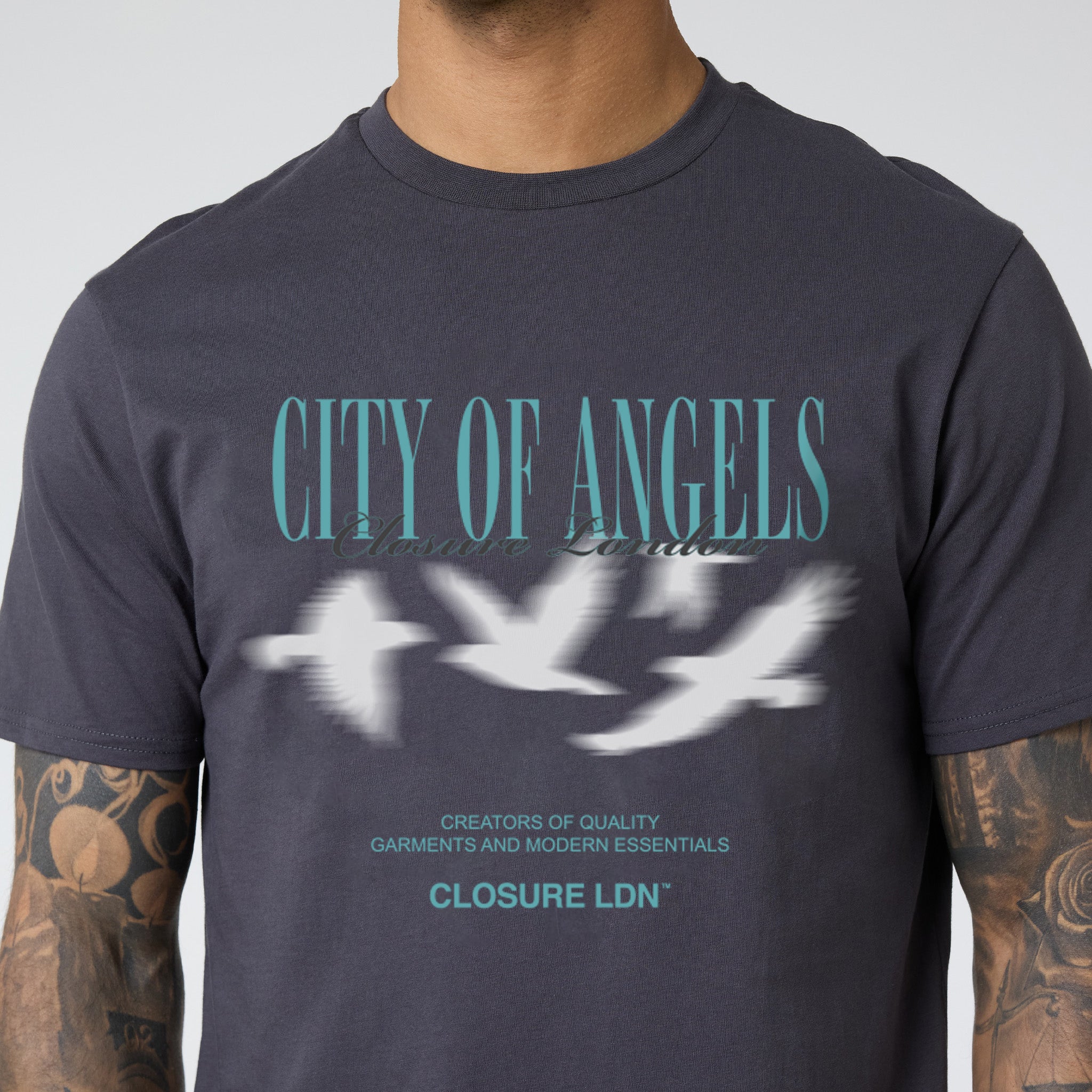 City Of Angels Dove T-Shirt | Charcoal